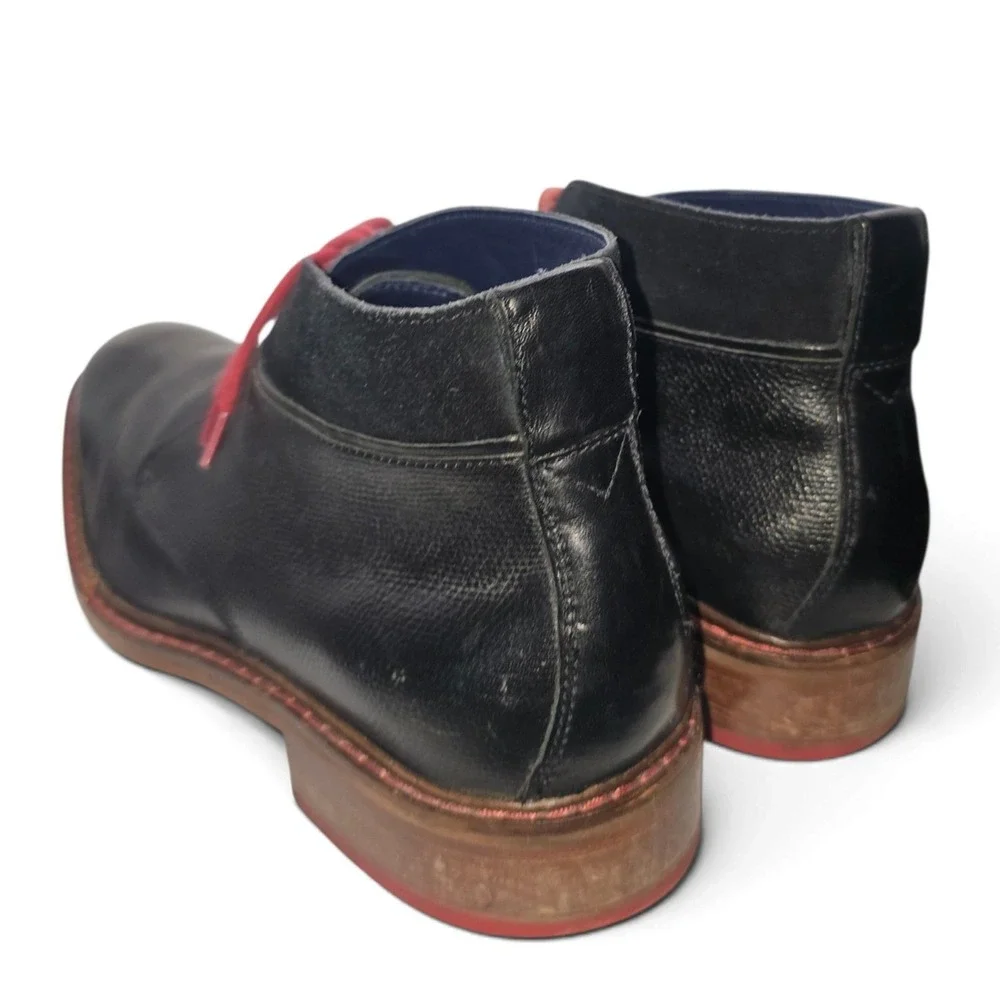 Cole Haan Black Leather Colton Chukka Boot Heavy Red Leather Sole Size 11M
